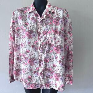 Frank & Eileen Women’s M Floral ButtonDown Top Sustainable Cotton Cottage Preppy